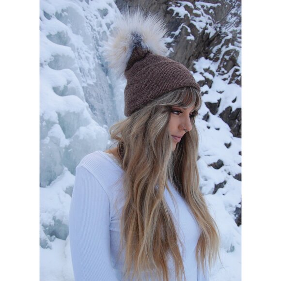 Carhartt Real Fox Fur Beanie (Chocolate Marl) main image 4